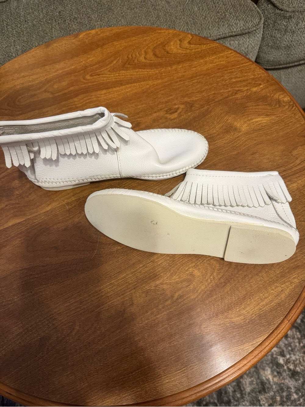 Kids White Fringe Moccasin Boots - Lightweight Toddler Shoes